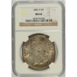 1886-S MORGAN DOLLAR NGC MS-62