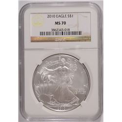 2010 SILVER AMERICAN EAGLE NGC MS-70 !!!!!