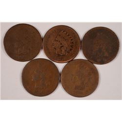 (5) 1875 INDIAN HEAD CENTS