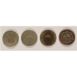 (4) 1866 SHIELD NICKELS