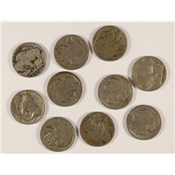 (10) BUFFALO NICKELS (1918-D, 1918-S, 1919, 1919-D, 1919-S, 1920, 1920-D, 1920-S