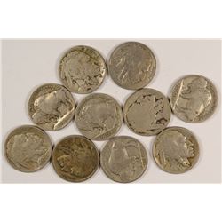 (10) BUFFALO NICKELS (1913-S I, 1914-S, 1915, 1915-D, 1916, 1916-S, 1917, 1917-D