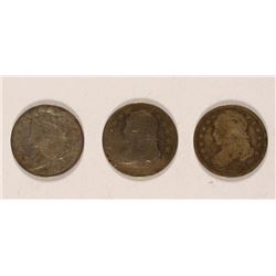 (3) BUST DIMES (1821, 1831, 1836)
