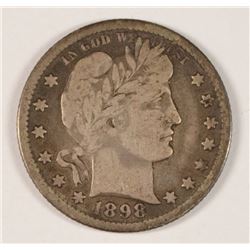 1898-O BARBER QUARTER F/VF