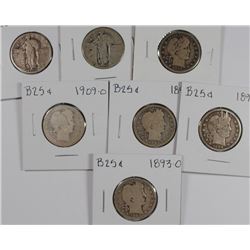 (7) MISC QUARTERS (1893-O, 1894-O, 1896, 1909-O, 1915-S, 1925, 1926-S)