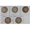 Image 1 : (5) 1902-S BARBER HALF DOLLARS
