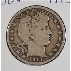 1913 BARBER HALF DOLLAR G/VG