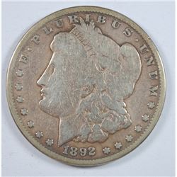 1892-CC MORGAN DOLLAR VG/F