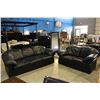 Image 1 : 2PC BLACK LEATHER SOFA AND LOVESEAT SET