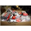 Image 1 : BOX FULL OF ASSORTED MOTOROLLA ACCESSORIES; VEHICLE POWER ADAPTERS, BLUTOOTH HEADSETS, ETC