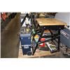 Image 1 : PALLET OF TOOLS AND MISC ITEMS; WORK BENCH, WORK MATE, TOOL BOX AND CONTENTS, ETC