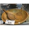 Image 1 : TURN OF THE LAST CENTURY WOODEN BUTTER BOWL WITH 2 PADDLES