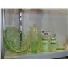 Image 1 : GROUP LOT OF 7 PCS OF VINTAGE GLASS; JADEITE GREEN, DEPRESSION GLASS GREEN, ETC