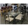 Image 1 : X AND O GLASS TOP 7PC TABLE SET; TABLE WITH 6 CHAIRS