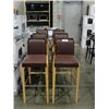 Image 1 : SET OF 6 MAROON LEATHER UPHOLSTERED SEATED WOODEN BAR STOOLS