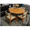 Image 1 : MIDCENTURY DANISH MODERN ROUND TEAK DINING TABLE WITH 4 CHAIRS - MISSING LEAF