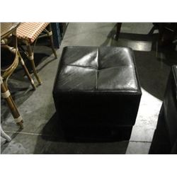 BROWN LEATHER CUBE FOOTSTOOL