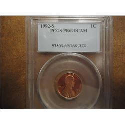 1992-S LINCOLN CENT PCGS PR69 DCAM