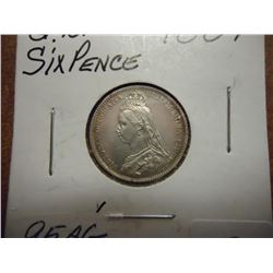 1887 GREAT BRITAIN SILVER 6 PENCE