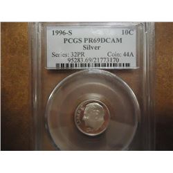 1996-S SILVER ROOSEVELT DIME PCGS PR69 DCAM