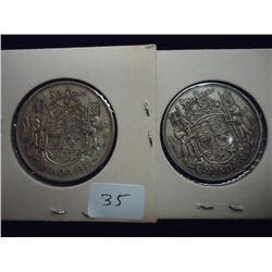 1951 & 1952 CANADA SILVER 50 CENTS