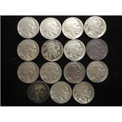 15 ASSORTED 1930'S BUFFALO NICKELS