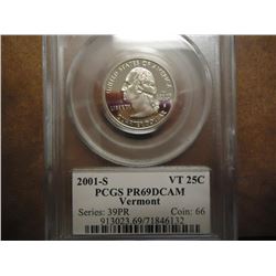 2001-S VERMONT QUARTER PCGS PR69 DCAM
