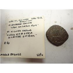 886-912 A.D. LEO VI THE WISE BYZONRIUM ANCIENT COIN, VERY FINE+