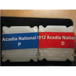 2-$10 ROLLS OF 2012-P & D ACADIA N.P. QUARTERS UNC
