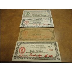 2,5,10 & 20 PESOS WWII PHILIPINNES GUERRILLA MONEY
