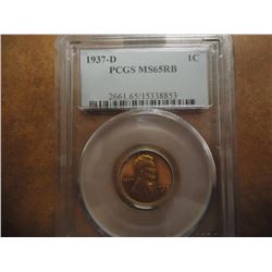 1937-D LINCOLN CENT PCGS MS65RD