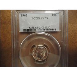 1963 SILVER ROOSEVELT DIME PCGS PR65