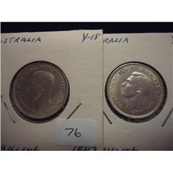 1943-M & 1943-S AUSTRALIA SILVER SHILLINGS