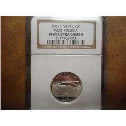 2005-S SILVER WEST VIRGINIA QUARTER NGC PF69 ULTRA CAMEO