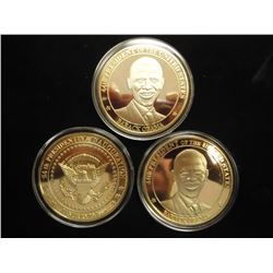 3-2009 BARACK OBAMA INAUGURATION TOKENS (PF) ALL THREE ARE GOLD IN COLOR