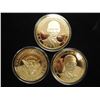 Image 1 : 3-2009 BARACK OBAMA INAUGURATION TOKENS (PF) ALL THREE ARE GOLD IN COLOR