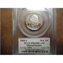 2000-S MASSACHUSETTS QUARTER PCGS PR69 DCAM