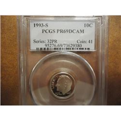 1993-S ROOSEVELT DIME PCGS PR69 DCAM