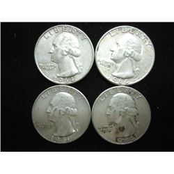 4 ASSORTED WASHINGTON SILVER QUARTERS