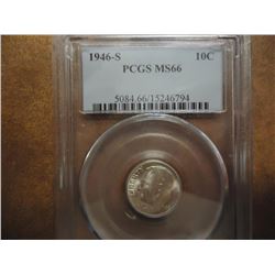 1946-S SILVER ROOSEVELT DIME PCGS MS66