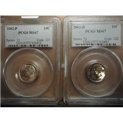 2000-P & D ROOSEVELT DIMES PCGS MS67'S