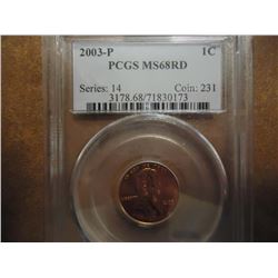 2003-P LINCOLN CENT PCGS MS68RD