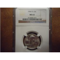 1960-D WASHINGTON SILVER QUARTER NGC MS63