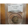 Image 1 : 1967 CANADA SILVER 25 CENT PCGS MS64 TONED