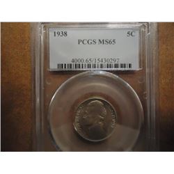 1938 JEFFERSON NICKEL PCGS MS65