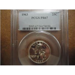 1963 WASHINGTON SILVER QUARTER PCGS PR67