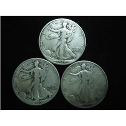 1940,43 & 1944-D WALKING LIBERTY HALF DOLLARS