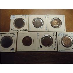 1911-L,13-L,17,32,33,35 & 38 AUSTRALIA 1/2 PENNIES 7 COINS