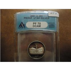 2007-S SILVER UTAH QUARTER ANACS PF70 DCAM