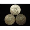 Image 2 : 3-1964 90% SILVER KENNEDY HALF DOLLARS
